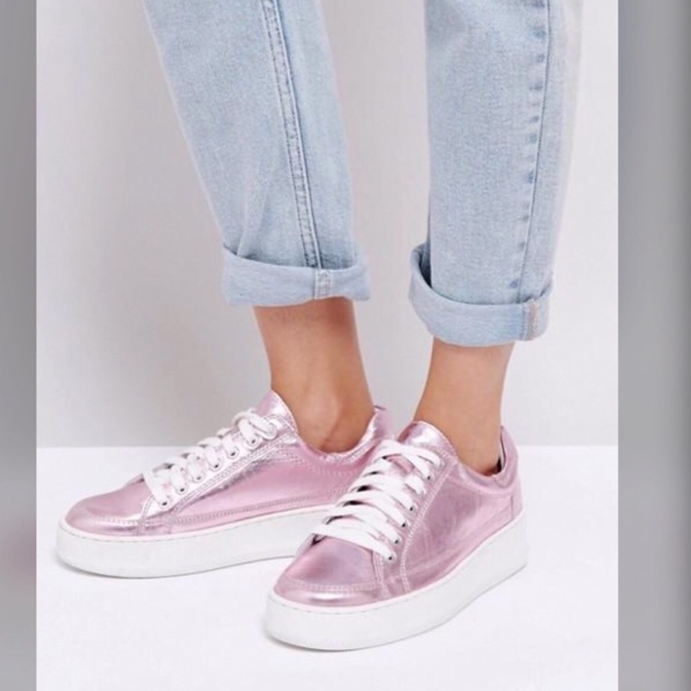 Free people Metallic pink sneakers